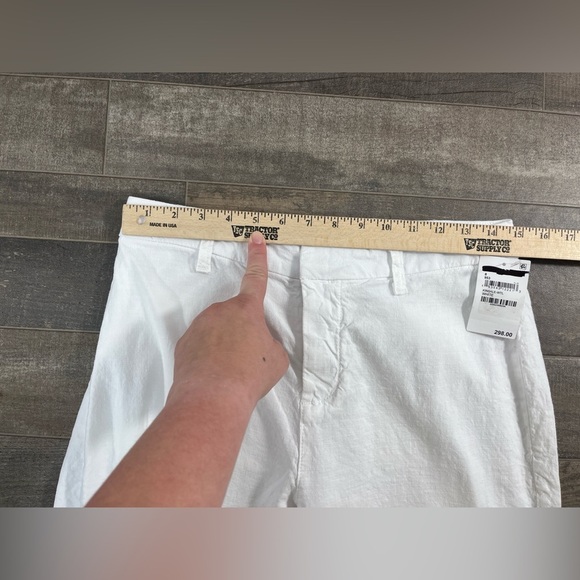 Frank and Eileen White Kinsale Cropped Pants w/ Raw Hem Cotton and Flax - Picture 10 of 14